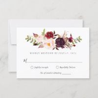 Marsala burgundy BlumenWedding RSVP