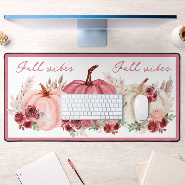 Marsala Burgundy Boho Fall Pumpkins Name Desk Mat Schreibtischunterlage (Marsala Burgundy Boho Fall Pumpkins Name Desk Mat)