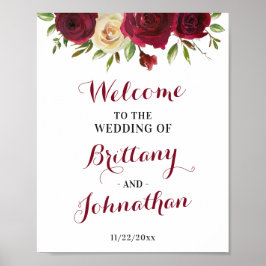 Marsala Burgundy Fall Elegantes Hochzeitsszenario Poster