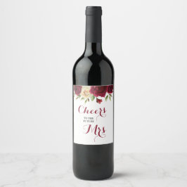 Marsala Burgundy Floral Brautparty Bachelorette Weinetikett