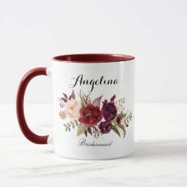 Marsala burgundy Floral Bridesmaid Tasse