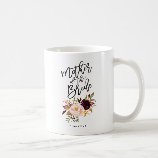 Marsala burgundy Floral Mutter der Braut Kaffeetasse (Rechts)