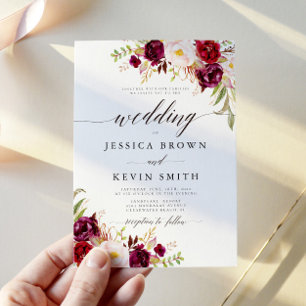 Marsala burgundy Floral Rustic Wedding Einladung