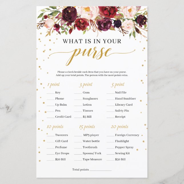 Marsala burgundy floral was ist in Ihrem Geldbeute (Vorderseite)