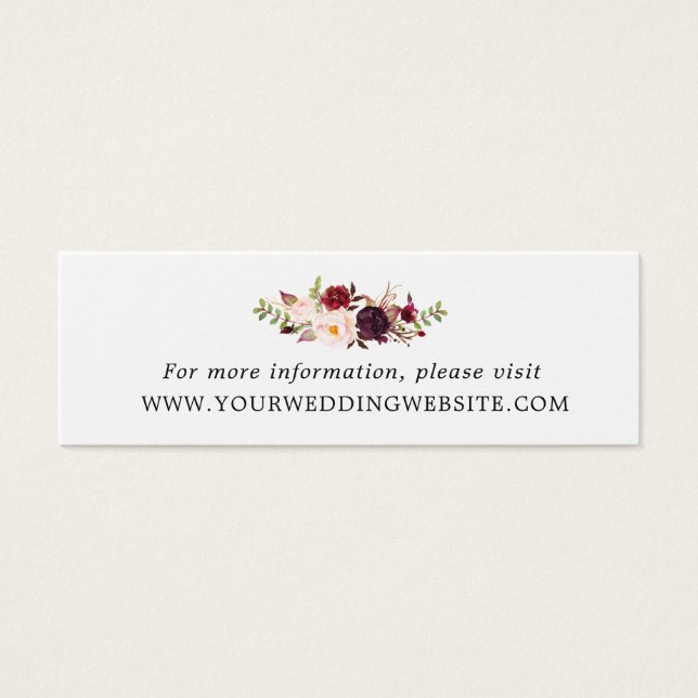 Marsala Burgundy Floral Wedding Website Cards (Vorderseite)