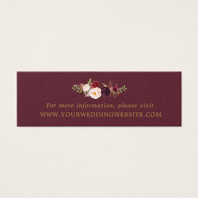 Marsala Burgundy Gold Floral Wedding Website Cards (Vorderseite)