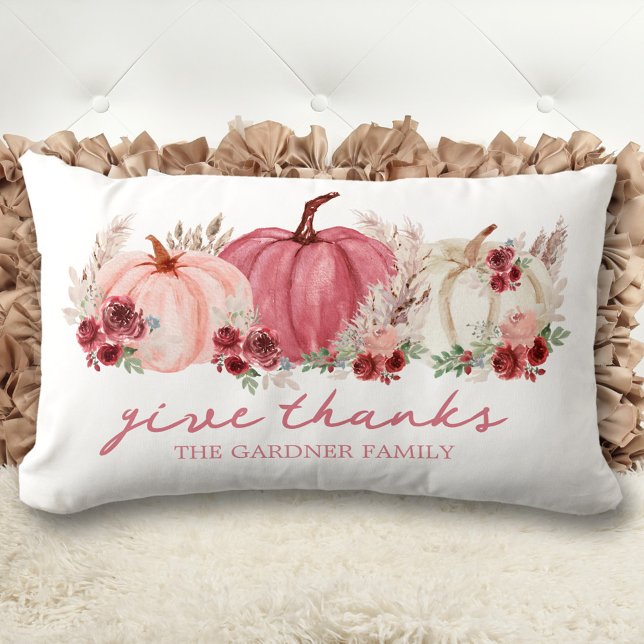 Marsala Burgundy Herbst Boho Pumpkins Name Lendenkissen (Marsala Burgundy Fall Autumn Boho Pumpkins Name Lumbar Pillow)
