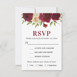 Marsala Burgundy Herbst Winter Wedding Enclosure RSVP Karte