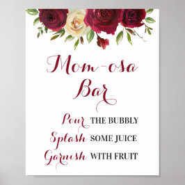 Marsala Burgundy Momosa Bar Baby Dusche Poster