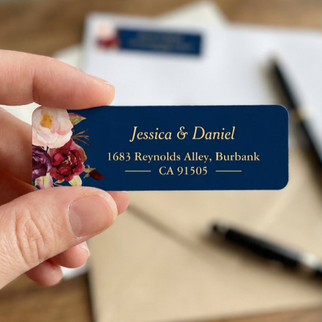 Marsala Burgundy Pink Floral Navy Blue (Von Creator hochgeladen)