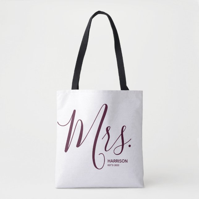 Marsala Burgundy Script White Personalisiert Mrs. (Vorderseite)