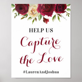 Marsala Capture the Liebe Hashtag Hochzeit im Herb Poster