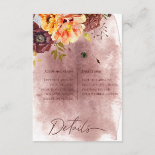 Marsala Clay & Yellow Bouquet Details Hochzeit Begleitkarte