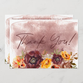 Marsala Clay & Yellow Bouquet Flat Wedding Dankeskarte