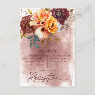 Marsala Clay Yellow Bouquet Hochzeitsempfang Begleitkarte