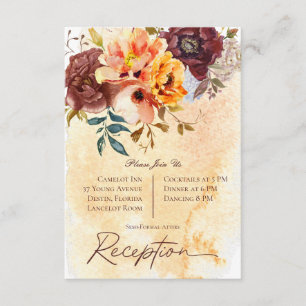Marsala Clay & Yellow Bouquet Hochzeitsempfang Begleitkarte