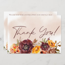 Marsala Clay & Yellow Bouquet Wedding Dankeskarte