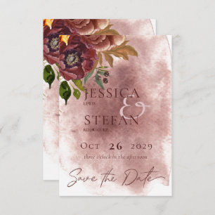 Marsala Clay & Yellow Bouquet Wedding Save The Date