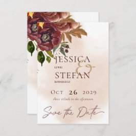 Marsala Clay & Yellow Bouquet Wedding Save The Date