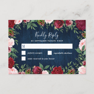 Marsala Country Rustic Wedding RSVP Cards Karte