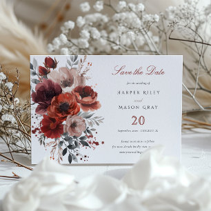 Marsala Elegance Save the Date Karte