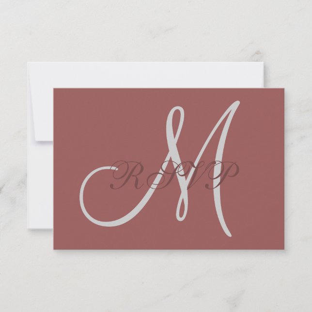 Marsala Elegant Wedding RSVP Card mit Monogram (Vorderseite)