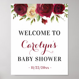 Marsala Fall Baby Dusche Sprinkle Begrüßungszeiche Poster