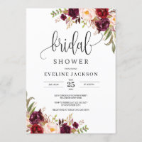 Marsala Floral Corners Bridal Dusche Einladung