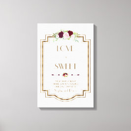 Marsala Floral Gold Fall Liebe ist Sweet Sign Leinwanddruck