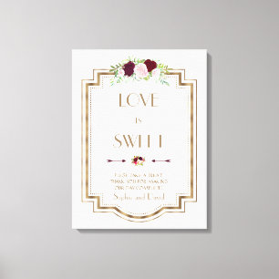 Marsala Floral Gold Herbst Liebe ist süß Schild