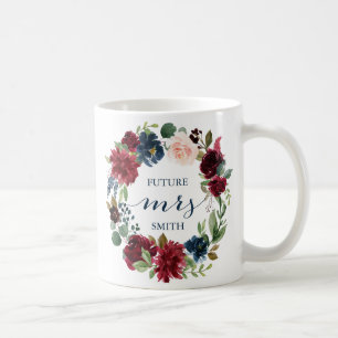 Marsala Floral Hochzeitsplanung Frau Tasse