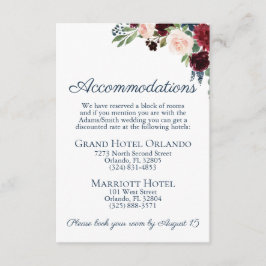 Marsala Floral Hochzeitsunterkünfte Karten