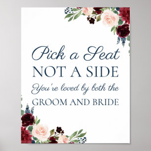 Marsala Floral Pick a Sitzplatz kein Seitenzeichen Poster