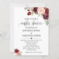 Marsala Floral Romantic Boho Chic Couple Dusche