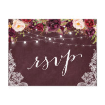 Marsala Floral String Lights Hochzeitsszenario RSV