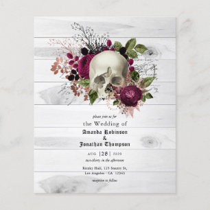 Marsala Floral Totenkopf Halloween Gothic Hochzeit Flyer
