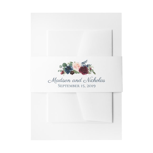 Marsala Floral Wedding Envelope Bly Band (Vorderseite Beispiel)