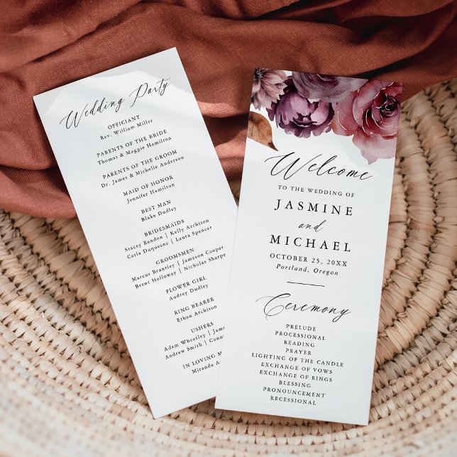 Marsala Floral Wedding Programm Rustic Herbst (Von Creator hochgeladen)
