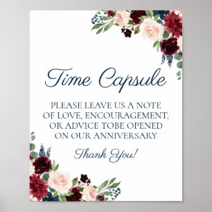 Marsala Floral Wedding Time Kapselunterschrift Poster