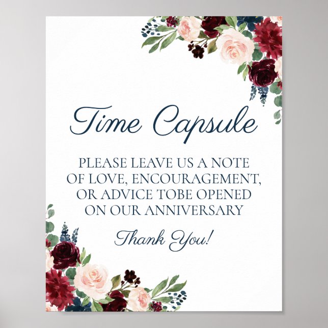 Marsala Floral Wedding Time Kapselunterschrift Poster (Vorne)