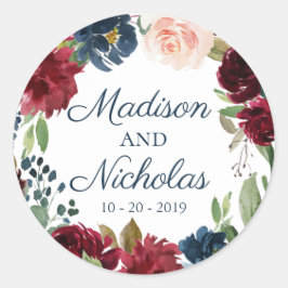 Marsala Floral Wedding Umschlag Aufkleber Stickers