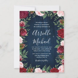 Marsala Floral Winter Rustikale Hochzeitseinladung Einladung