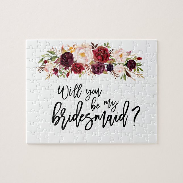 Marsala Florals | Bridesmaid-Vorschlag Puzzle (Horizontal)