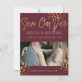 Marsala FOTO Imitats Metal Gold Foil Typografie Save The Date