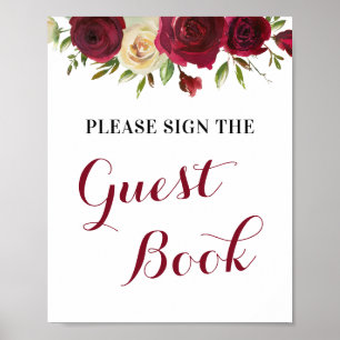 Marsala-Gästebuch Hochzeit Braut Baby Shower Schil Poster