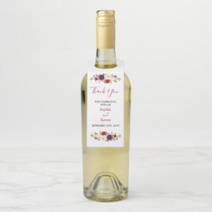 Marsala Gastgeschenk Hochzeit danken Ihnen Wine Flaschenanhänger