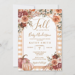 Marsala Gingham Pumpkin Fall In Liebe Baby Dusche Einladung