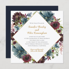 Marsala Gold Floral | Square Wedding Einladung