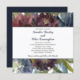Marsala Gold Floral | Square Wedding Einladung