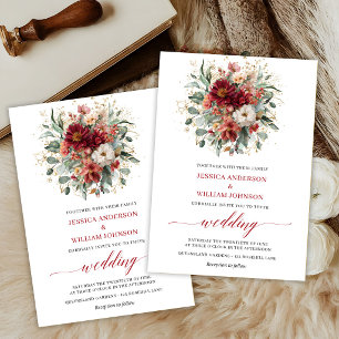 Marsala Herbst Floral Eukalyptus Boho Hochzeitskar Einladung
